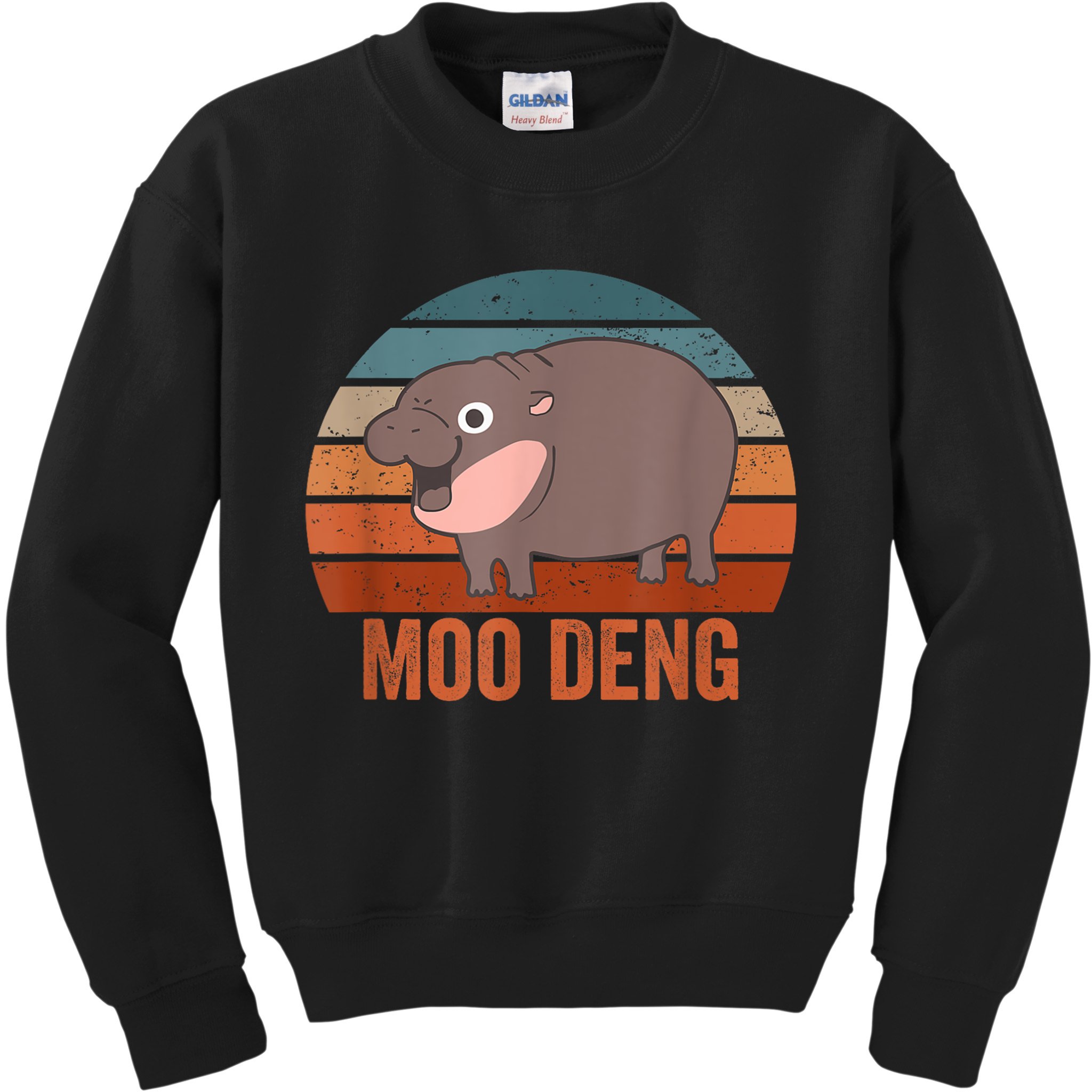 Vintage Moo Deng Baby Hippo Funny Zoo Baby Hippo Gift Kids Sweatshirt