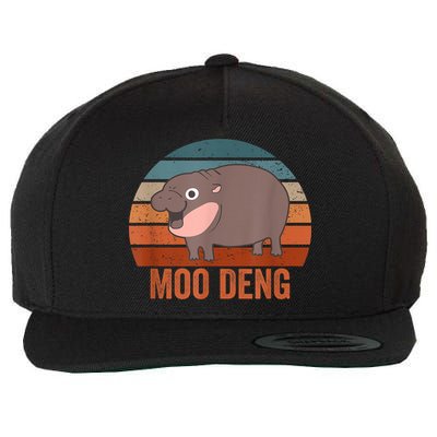 Vintage Moo Deng Baby Hippo Funny Zoo Baby Hippo Gift Wool Snapback Cap