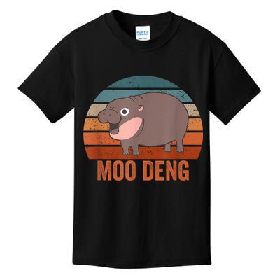 Vintage Moo Deng Baby Hippo Funny Zoo Baby Hippo Gift Kids T-Shirt