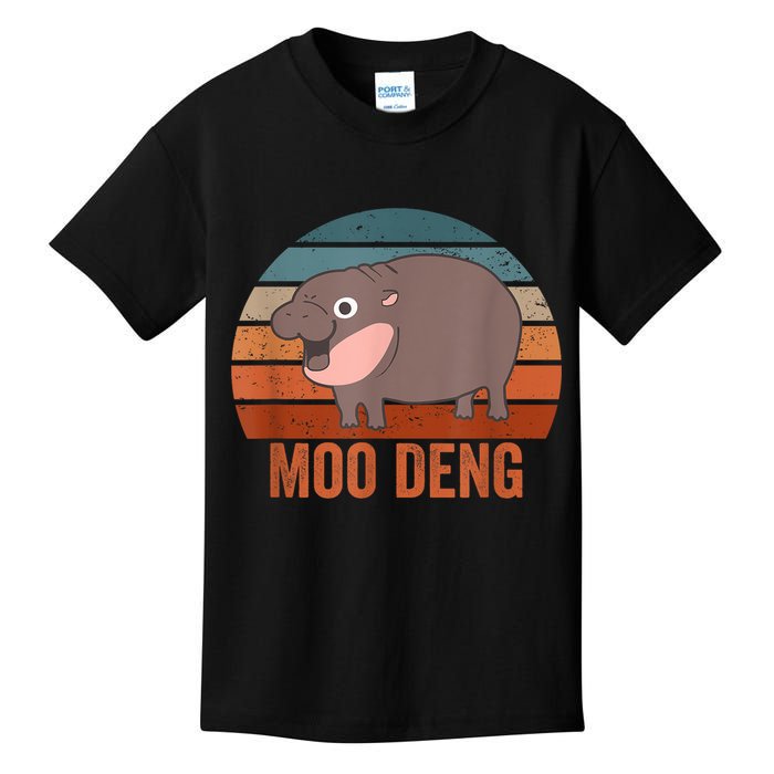 Vintage Moo Deng Baby Hippo Funny Zoo Baby Hippo Gift Kids T-Shirt