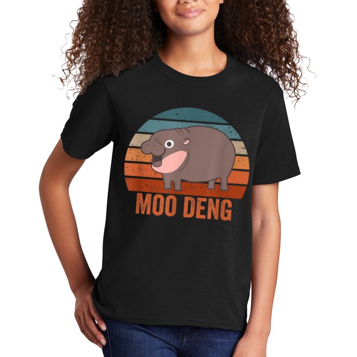 Vintage Moo Deng Baby Hippo Funny Zoo Baby Hippo Gift Kids T-Shirt