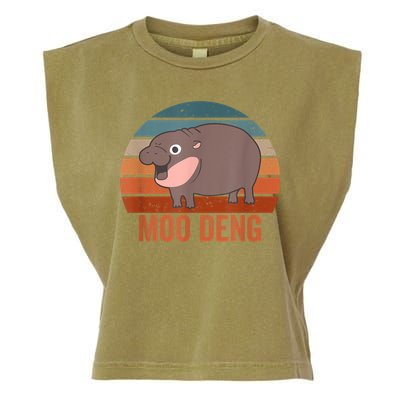Vintage Moo Deng Baby Hippo Funny Zoo Baby Hippo Gift Garment-Dyed Women's Muscle Tee