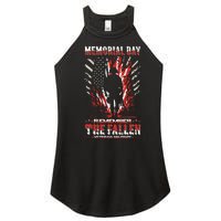 Vintage Memorial Day Remember The Fallen Veteran Military Women's Perfect Tri Rocker Tank