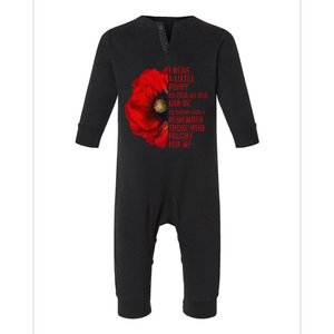 Veterans Memorial Day We Never Forget Red Poppy Flower Usa Infant Fleece One Piece