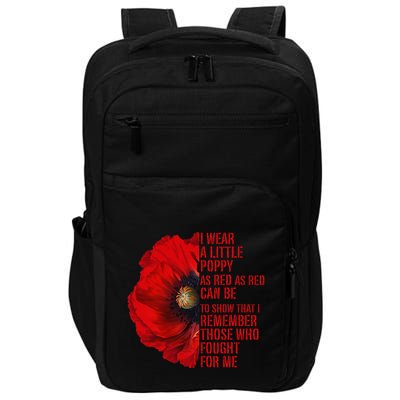 Veterans Memorial Day We Never Forget Red Poppy Flower Usa Impact Tech Backpack