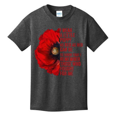 Veterans Memorial Day We Never Forget Red Poppy Flower Usa Kids T-Shirt