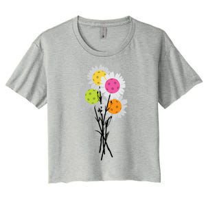 ValentineS MotherS Day Pickleball Flower Bouquet Pretty Gift Women's Crop Top Tee