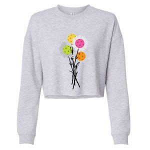 ValentineS MotherS Day Pickleball Flower Bouquet Pretty Gift Cropped Pullover Crew