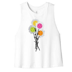 ValentineS MotherS Day Pickleball Flower Bouquet Pretty Gift Women's Racerback Cropped Tank