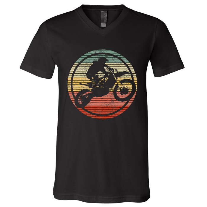 Vintage Motocross Dirt Bike Enduro Biker V-Neck T-Shirt