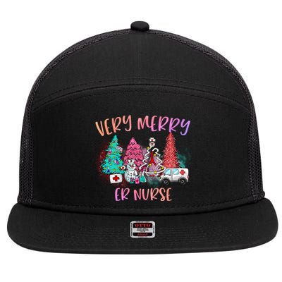 Very Merry Er Nurse Christmas Tree Emergency Room Nurse Xmas Meaningful Gift 7 Panel Mesh Trucker Snapback Hat