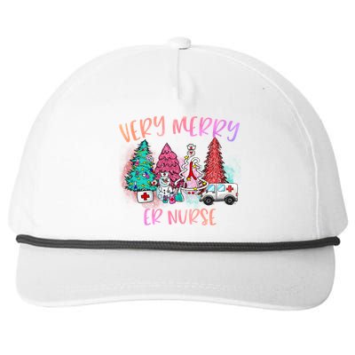 Very Merry Er Nurse Christmas Tree Emergency Room Nurse Xmas Meaningful Gift Snapback Five-Panel Rope Hat