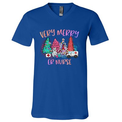 Very Merry Er Nurse Christmas Tree Emergency Room Nurse Xmas Meaningful Gift V-Neck T-Shirt