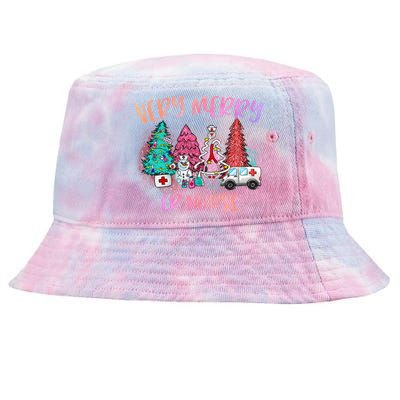 Very Merry Er Nurse Christmas Tree Emergency Room Nurse Xmas Meaningful Gift Tie-Dyed Bucket Hat