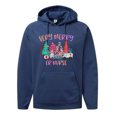 Very Merry Er Nurse Christmas Tree Emergency Room Nurse Xmas Meaningful Gift Performance Fleece Hoodie