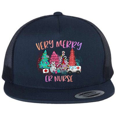 Very Merry Er Nurse Christmas Tree Emergency Room Nurse Xmas Meaningful Gift Flat Bill Trucker Hat