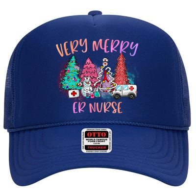 Very Merry Er Nurse Christmas Tree Emergency Room Nurse Xmas Meaningful Gift High Crown Mesh Back Trucker Hat