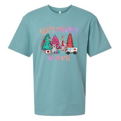 Very Merry Er Nurse Christmas Tree Emergency Room Nurse Xmas Meaningful Gift Sueded Cloud Jersey T-Shirt