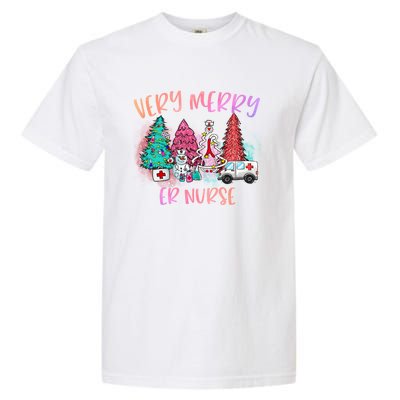 Very Merry Er Nurse Christmas Tree Emergency Room Nurse Xmas Meaningful Gift Garment-Dyed Heavyweight T-Shirt