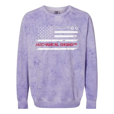 Vintage Mechanical Engineer American Flag Engineering Colorblast Crewneck Sweatshirt