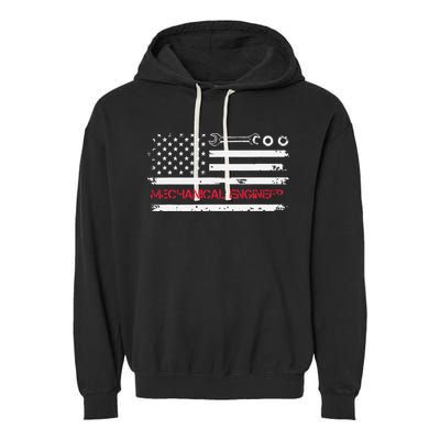 Vintage Mechanical Engineer American Flag Engineering Garment-Dyed Fleece Hoodie