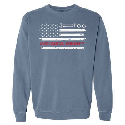 Vintage Mechanical Engineer American Flag Engineering Garment-Dyed Sweatshirt