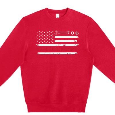 Vintage Mechanical Engineer American Flag Engineering Premium Crewneck Sweatshirt