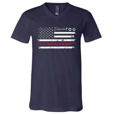 Vintage Mechanical Engineer American Flag Engineering V-Neck T-Shirt