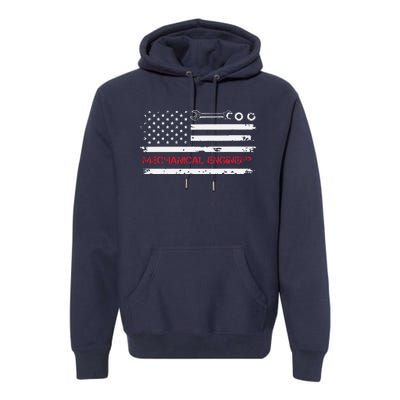 Vintage Mechanical Engineer American Flag Engineering Premium Hoodie