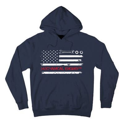 Vintage Mechanical Engineer American Flag Engineering Tall Hoodie