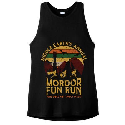 Vintage Middle Earth'S Annual Mordor Fun Run One Does Not Simply Walk Ladies PosiCharge Tri-Blend Wicking Tank