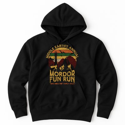Vintage Middle Earth'S Annual Mordor Fun Run One Does Not Simply Walk Hoodie