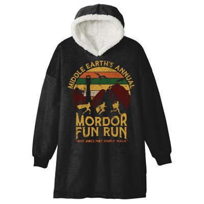 Vintage Middle Earth'S Annual Mordor Fun Run One Does Not Simply Walk Hooded Wearable Blanket