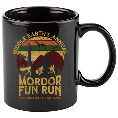 Vintage Middle Earth'S Annual Mordor Fun Run One Does Not Simply Walk 11oz C Handle Ceramic Mug