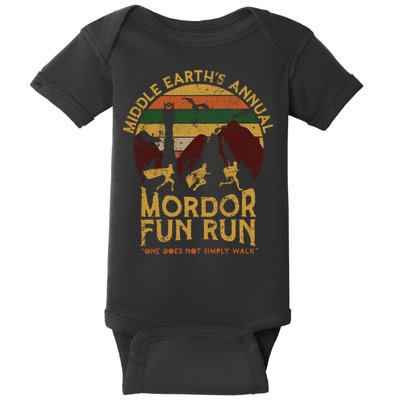 Vintage Middle Earth'S Annual Mordor Fun Run One Does Not Simply Walk Baby Bodysuit