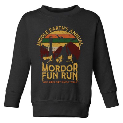 Vintage Middle Earth'S Annual Mordor Fun Run One Does Not Simply Walk Toddler Sweatshirt