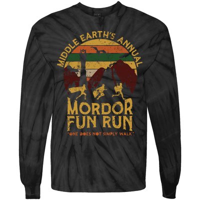 Vintage Middle Earth'S Annual Mordor Fun Run One Does Not Simply Walk Tie-Dye Long Sleeve Shirt
