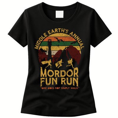 Vintage Middle Earth'S Annual Mordor Fun Run One Does Not Simply Walk Womens T-Shirt