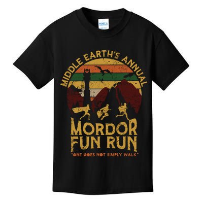 Vintage Middle Earth'S Annual Mordor Fun Run One Does Not Simply Walk Kids T-Shirt