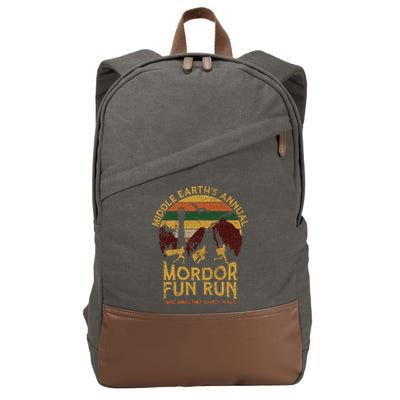 Vintage Middle Earth'S Annual Mordor Fun Run One Does Not Simply Walk Cotton Canvas Backpack
