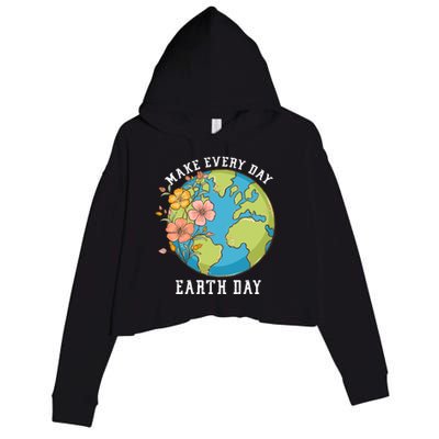 Vintage Make Everyday Earth Day Great Gift Crop Fleece Hoodie