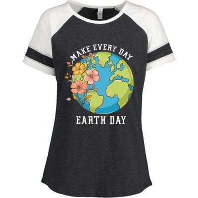 Vintage Make Everyday Earth Day Great Gift Enza Ladies Jersey Colorblock Tee