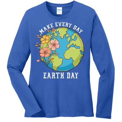 Vintage Make Everyday Earth Day Great Gift Ladies Long Sleeve Shirt