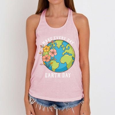 Vintage Make Everyday Earth Day Great Gift Women's Knotted Racerback Tank