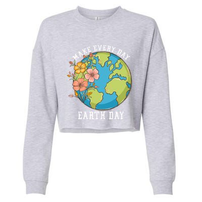 Vintage Make Everyday Earth Day Great Gift Cropped Pullover Crew