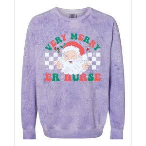 Very Merry Er Nurse Santa Christmas Retro Xmas Nursing Great Gift Colorblast Crewneck Sweatshirt