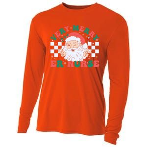 Very Merry Er Nurse Santa Christmas Retro Xmas Nursing Great Gift Cooling Performance Long Sleeve Crew