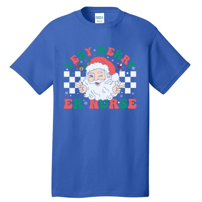 Very Merry Er Nurse Santa Christmas Retro Xmas Nursing Great Gift Tall T-Shirt