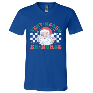 Very Merry Er Nurse Santa Christmas Retro Xmas Nursing Great Gift V-Neck T-Shirt