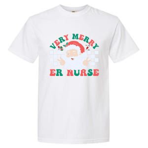 Very Merry Er Nurse Santa Christmas Retro Xmas Nursing Great Gift Garment-Dyed Heavyweight T-Shirt